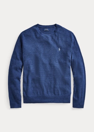 Sueter Polo Ralph Lauren Hombre Azules - Cotton-Linen Crewneck - WAPSN3261